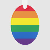Pride regenboogkleuren strepen Gele kerst Ornament (voorkant)