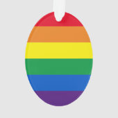 Pride regenboogkleuren strepen Gele kerst Ornament (achterkant)