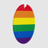 Pride regenboogkleuren strepen Gele kerst Ornament (voorkant)