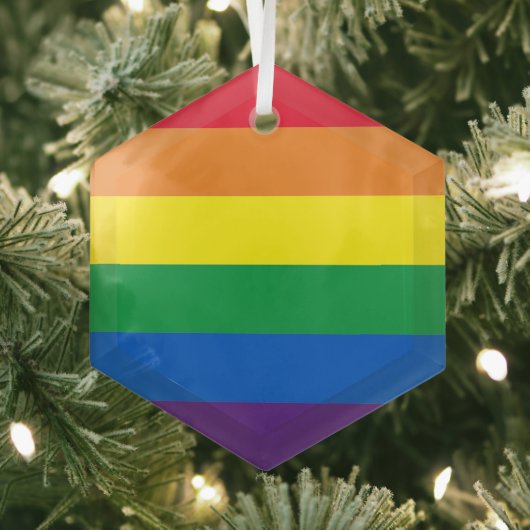 Pride regenboogkleuren strepen Lgbt homovlag Glas Ornament (Insitu)