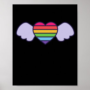 Pride-regenboogkleurig hart met vleugels. Gay lgbt Poster
