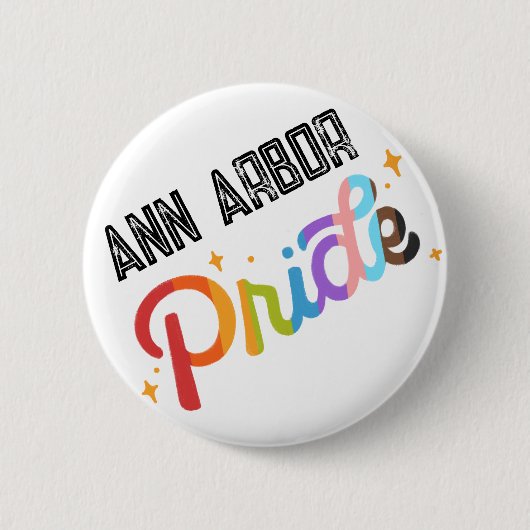 Pride Regenboogpen met stadstempel - Ann Arbor Ronde Button 5,7 Cm (Voorkant)