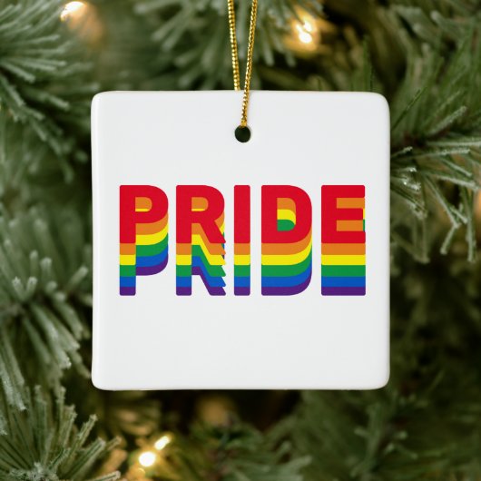 Pride regenboogretro kleuren homoseksuele kerst keramisch ornament (Boom)