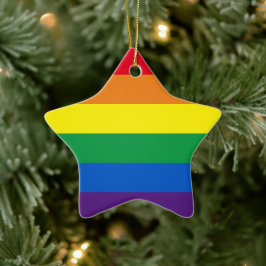 Pride regenboogstrepen LGBT gay flag star Kerstmis Keramisch Ornament