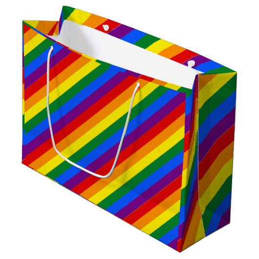 Pride regenboogstripes groot cadeauzakje (Voorkant Gekanteld)