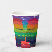 Pride regenboogvlaggenpartij met namen papieren bekers (Voorkant)