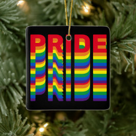 Pride regenboogzwarte lgbt lgbtq queer retro cool keramisch ornament