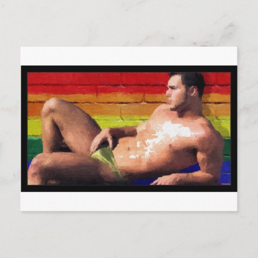 PRIDE Rooftop Hunk - origineel schilderij Briefkaart (Voorkant)