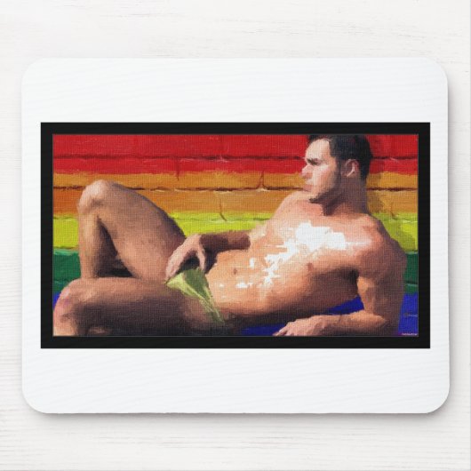 PRIDE Rooftop Hunk - origineel schilderij Muismat (Voorkant)