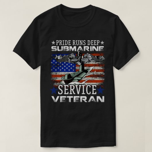 Pride runt Deep Submarine Service Veteran Flag Pat T-shirt (Design voorkant)