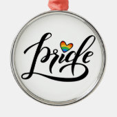 Pride Script Heart Metalen Ornament (Voorkant)