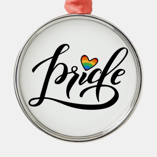 Pride Script Heart Metalen Ornament (Voorkant)
