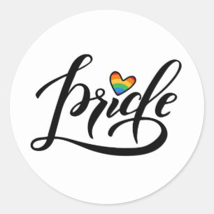 Pride Script Heart Ronde Sticker