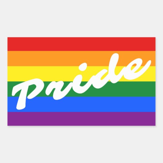 Pride Script Logo LGBT Gay Pride Rainbow Flag Rechthoekige Sticker (Voorkant)