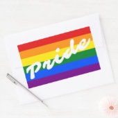 Pride Script Logo LGBT Gay Pride Rainbow Flag Rechthoekige Sticker (Envelop)