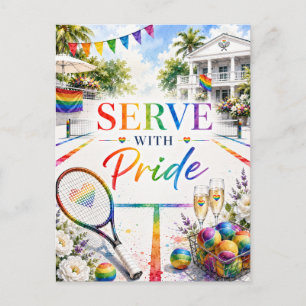 Pride Serveer Met Pride Regenboog Tennis Briefkaart