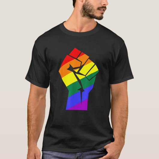 Pride Shirt LGBTQ Rainbow Fist Resist Kleding (Voorkant)
