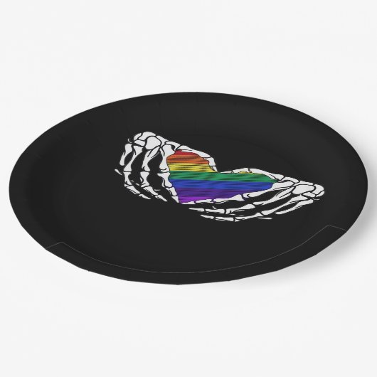 Pride - Skeleton Hands Holding Heart Classic Papieren Bordje (Gekanteld)