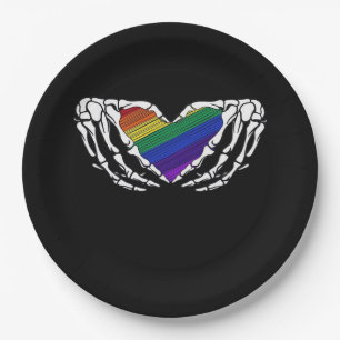 Pride - Skeleton Hands Holding Heart Classic Papieren Bordje