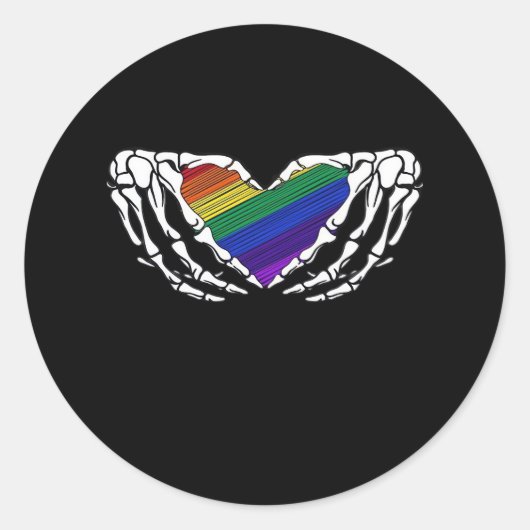 Pride - Skeleton Hands Holding Heart Classic Ronde Sticker (Voorkant)
