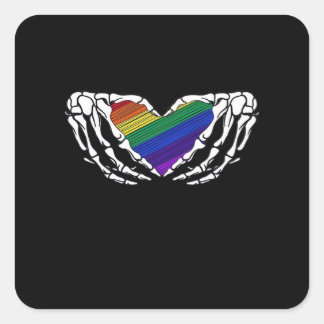 Pride - Skeleton Hands Holding Heart Classic Vierkante Sticker
