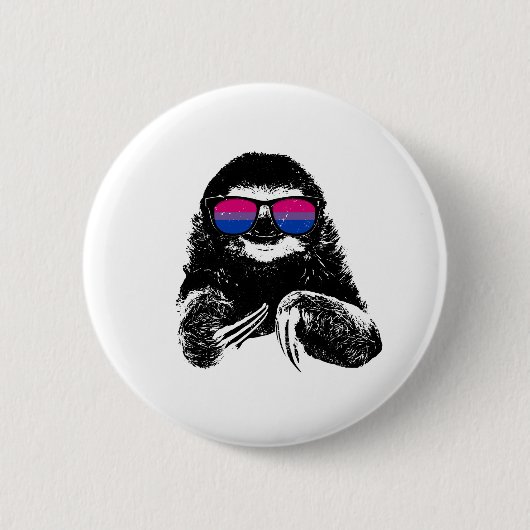 Pride Sloth Bisexual Flag Sunbribribril Ronde Button 5,7 Cm (Voorkant)
