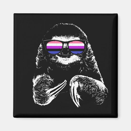 Pride Sloth Genderfluid Flag Zonnebril Magneet (Voorkant)