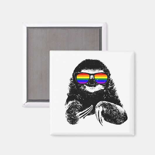 Pride Sloth LGBTQ Vlag Zonnebril Magneet (Voorkant / Achterkant)
