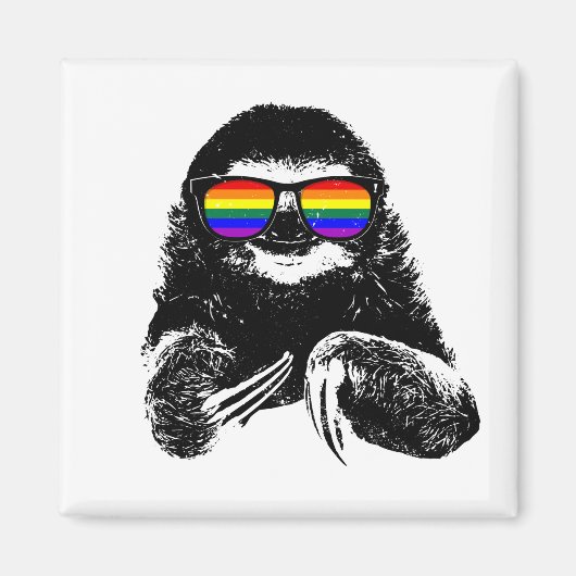 Pride Sloth LGBTQ Vlag Zonnebril Magneet (Voorkant)