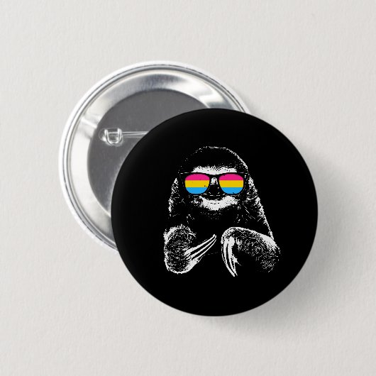 Pride Sloth Pansexual Flag zonnebril Ronde Button 5,7 Cm (Voorkant /achterkant)