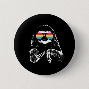 Pride Sloth Pansexual Flag zonnebril Ronde Button 5,7 Cm