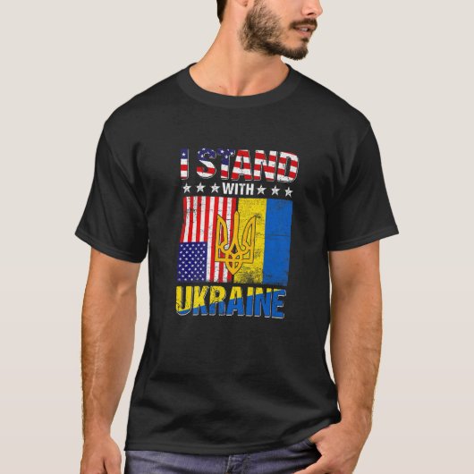 Pride stand met Oekraïne  - amerika in Oekraïne T-shirt (Voorkant)