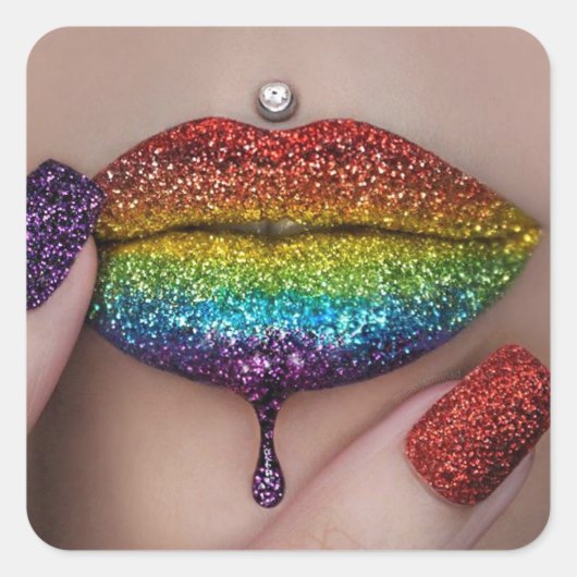 Pride Stickers - Regenboog Lippenstift Lesbienne (Voorkant)