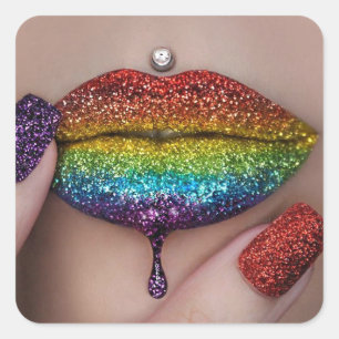 Pride Stickers - Regenboog Lippenstift Lesbisch