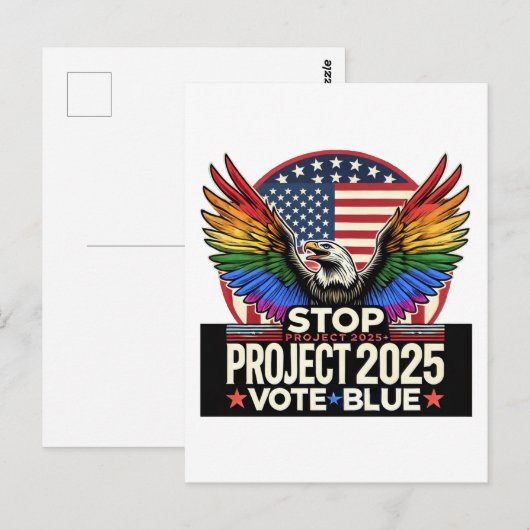 Pride - Stop Project 2025 - Stem Blauw Briefkaart (Voorkant / Achterkant)
