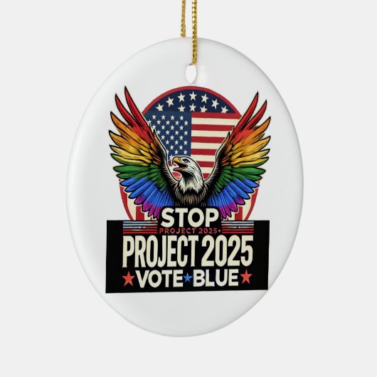 Pride - Stop Project 2025 - Stem Blauw Keramisch Ornament (Rechts)