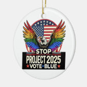 Pride - Stop Project 2025 - Stem Blauw Keramisch Ornament (Links)