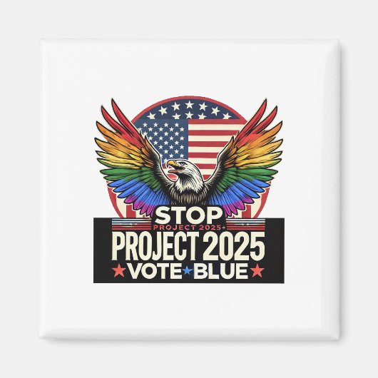 Pride - Stop Project 2025 - Stem Blauw Magneet (Voorkant)