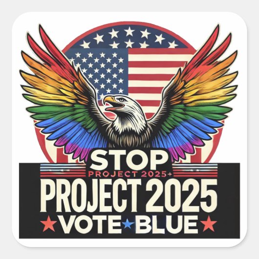 Pride - Stop Project 2025 - Stem Blauw Vierkante Sticker (Voorkant)