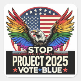 Pride - Stop Project 2025 - Stem Blauw Vierkante Sticker
