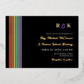 Pride Stripes Monogram Informeel LGBT Bruiloft Folie Uitnodiging (Voorkant)