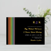 Pride Stripes Monogram Informeel LGBT Bruiloft Folie Uitnodiging (Staand Voorkant)