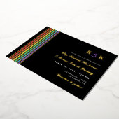 Pride Stripes Monogram Informeel LGBT Bruiloft Folie Uitnodiging (Gedraaid)