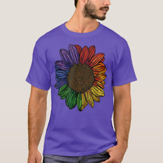 Pride Sunflower Gay Lesbian LGBT Rainbow T-shirt