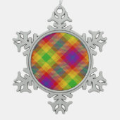 Pride Tartan Snowflake Pewter-kerstversiering Tin Sneeuwvlok Ornament (Voorkant)