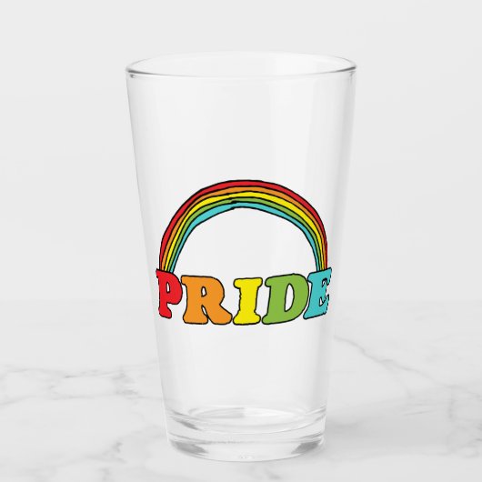 Pride tekst en regenboog glas (Voorkant)