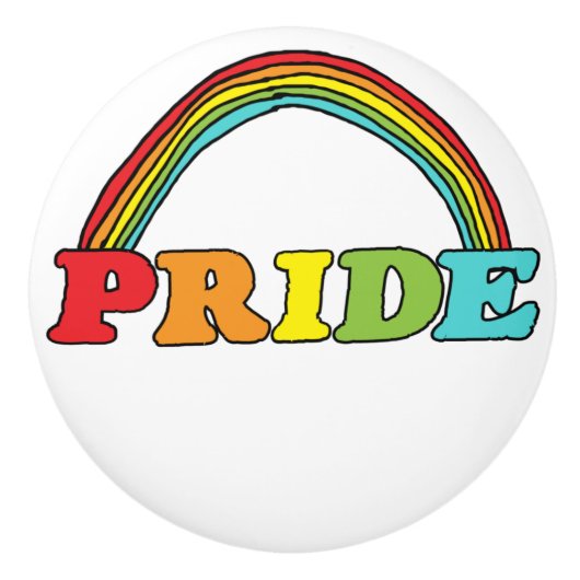 Pride tekst en regenboog keramische knop (Voorkant)