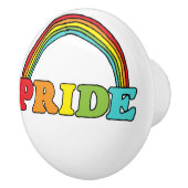 Pride tekst en regenboog keramische knop (Rechts)