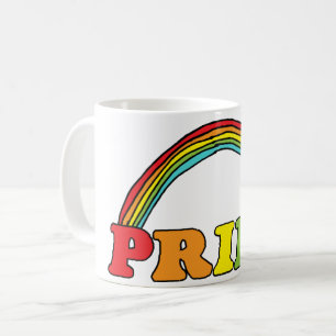 Pride tekst en regenboog koffiemok