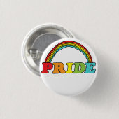 Pride tekst en regenboog ronde button 3,2 cm (Voorkant /achterkant)